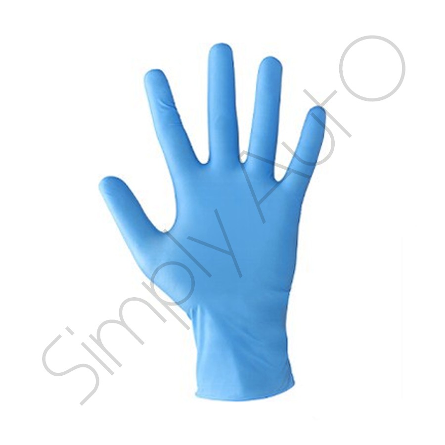 Guanto monouso in nitrile azzurro, dita testurizzate, elevata protezine