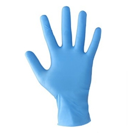 Guanto monouso in nitrile azzurro, dita testurizzate, elevata protezine