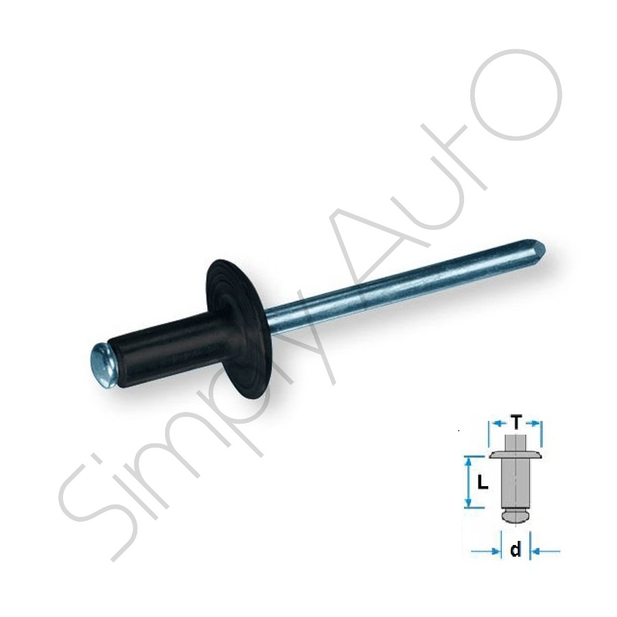 Rivetto in allumino testa larga nero