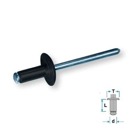 Rivetto in allumino testa larga nero
