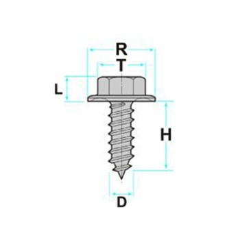 Viti 6.3x19 mm autofilettanti esagonale da 10 mm con rondella imperdibile zincata