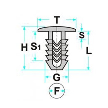Bottone di fissaggio per foro Ø 6.5 mm, per rivestimenti interni, Fiat Tipo e adattabile a vari modelli