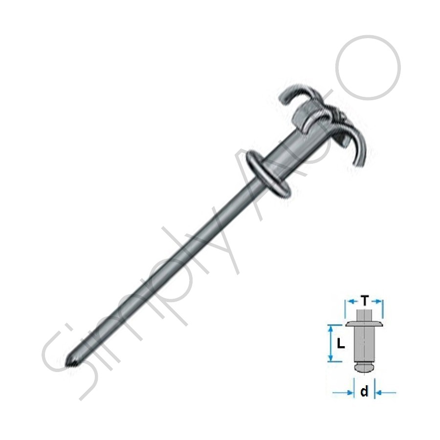 Rivetto graf in alluminio testa larga Ø 5x20 mm - T: 14 mm 