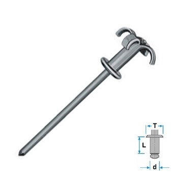 Rivetto graf in alluminio testa larga Ø 5x20 mm - T: 14 mm 
