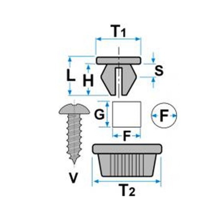 Madrevite per rivestimenti e ripari, Fiat, Alfa Romeo, Lancia, Abarth e Iveco vari modelli