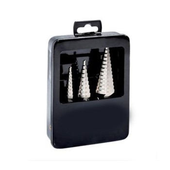 Set 3 frese coniche a scalino in acciaio HSS