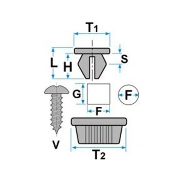 Madrevite per rivestimenti ripari e fanalini, Fiat, Alfa, Lancia, Abarth, Volkswagen, Peugeot e Citroen vari modelli