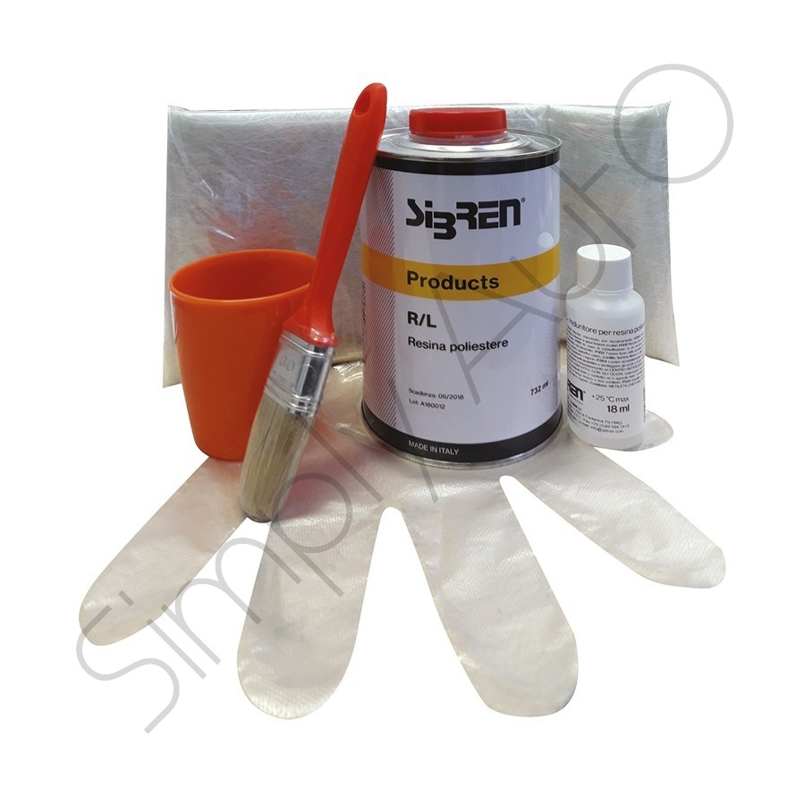 Kit per la riparazione in parti in vetroresina e piccoli fori di ruggine.