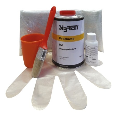 Kit per la riparazione in parti in vetroresina e piccoli fori di ruggine.