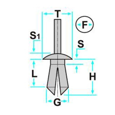 Bottone di fissaggio foro Ø 5.8 mm, per rivestimenti, ripari e vari usi Mercedes, Volkswagen, Opel e Iveco vari modelli