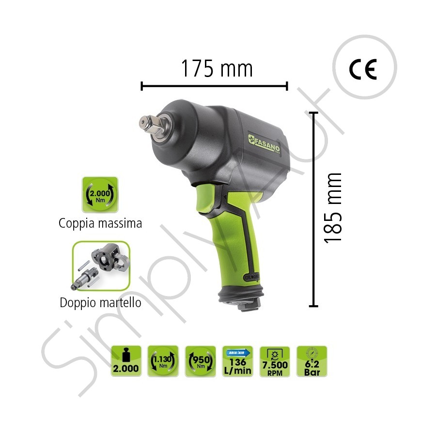 Avvitatore ad aria con attacco quadro da 1/2"