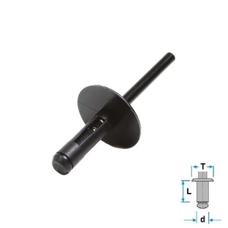 Rivetto fiore in plastica nero testa larga, per locari passaruota BMW X3 e X5 adattabile vari modelli Ø 5.7x18 mm