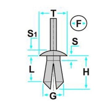Bottone di fissaggio foro Ø 5.5 mm per rivestimenti Volkswagen, Opel, Audi, Mercedes e Bmw