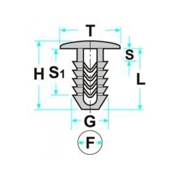 Bottone di fissaggio foro Ø 8 mm per cofano motore e rivestimenti interni Ford vari modelli