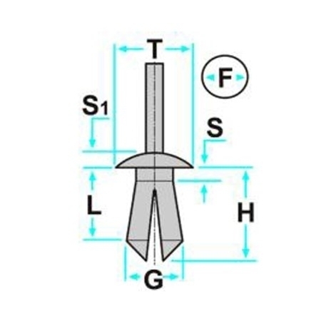 Bottone di fissaggio foro Ø 6 mm per guarnizioni porta Fiat Freemont, Chrysler Aspen, Dodge Journey e Durango e Jeep Wrangle