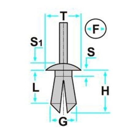 Bottone di fissaggio foro Ø 8 mm per rivestimenti, ripari e mascherina Peugeot, Citroen e Mercedes vari modelli