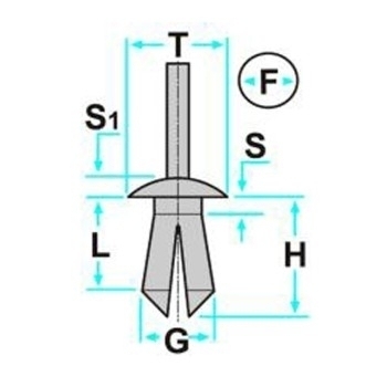 Bottone di fissaggio foro Ø 8 mm per rivestimenti, ripari e mascherina Peugeot, Citroen e Mercedes vari modelli