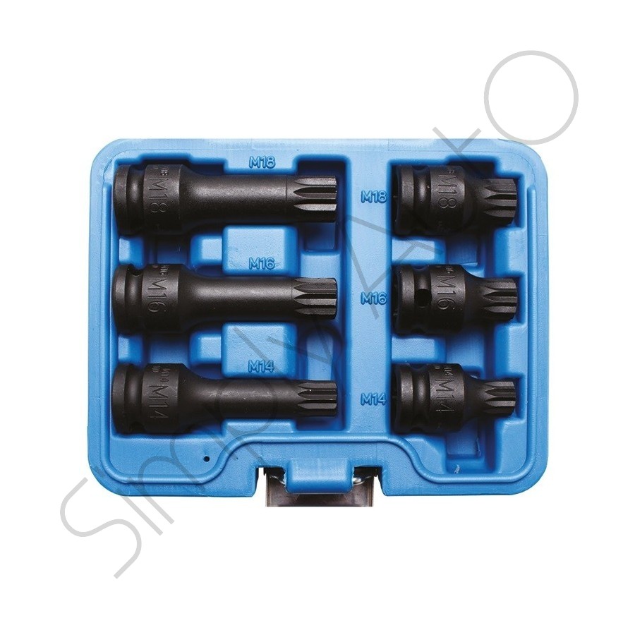 Assortimento chiavi dadi mozzi XZN impact, set 6 pz.
