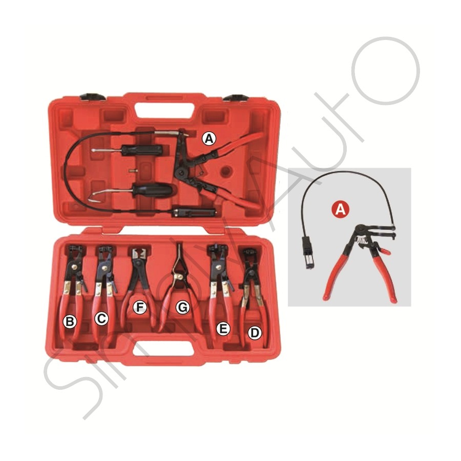 Kit di 7 pinze smontaggio fascette per tubi