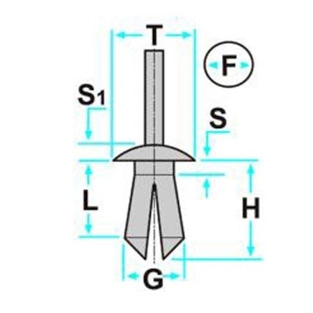 Bottone di fissaggio foro Ø 3.5 mm per rivestimenti interni e ripari Audi, Volkswagen Peugeot e Citroen vari modelli 